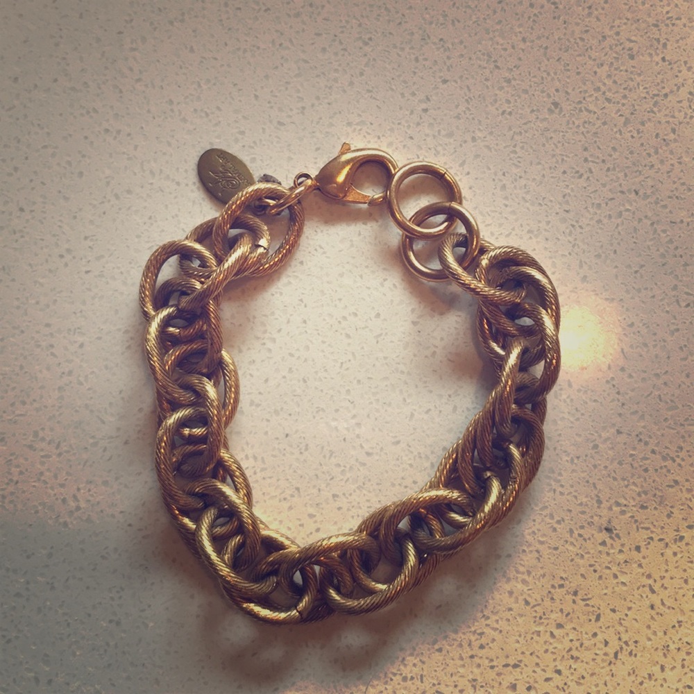 Rope style thick gold chain stacked bracelet